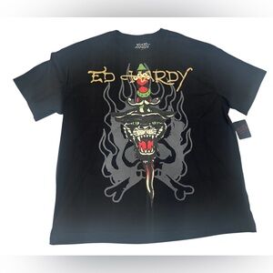 Ed Hardy‎ Men's Short Sleeve Black Panther Print Tshirt L  Black NWT
